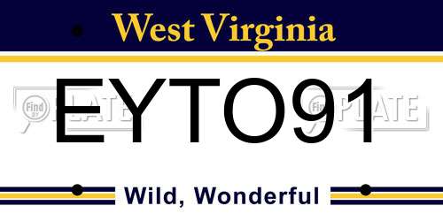 EYTO91 West Virginia License Plate