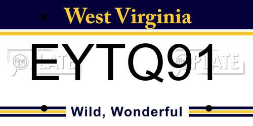 EYTQ91 West Virginia License Plate