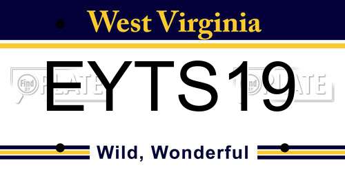 EYTS19 West Virginia License Plate