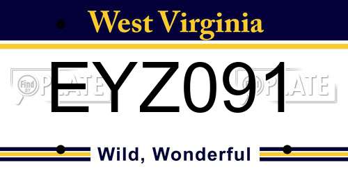 EYZ091 West Virginia License Plate