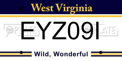 EYZ09I West Virginia License Plate