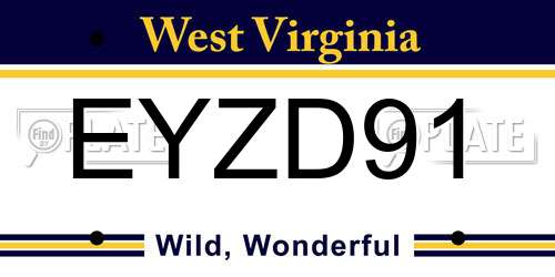EYZD91 West Virginia License Plate