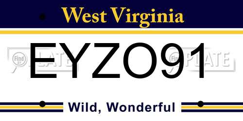 EYZO91 West Virginia License Plate