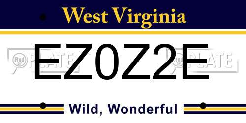 EZ0Z2E West Virginia License Plate