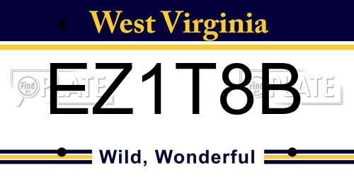EZ1T8B West Virginia License Plate