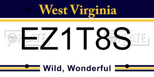 EZ1T8S West Virginia License Plate