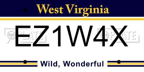 EZ1W4X West Virginia License Plate