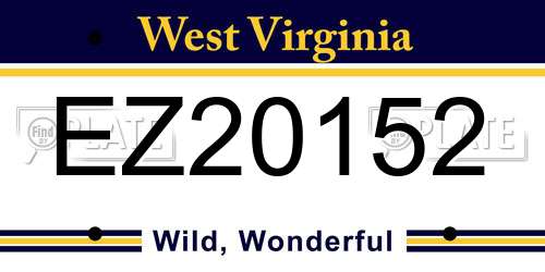 EZ20152 West Virginia License Plate