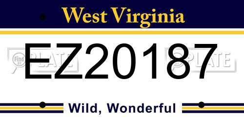 EZ20187 West Virginia License Plate
