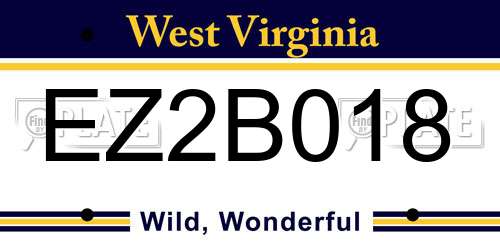 EZ2B018 West Virginia License Plate