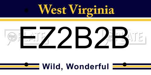 EZ2B2B West Virginia License Plate