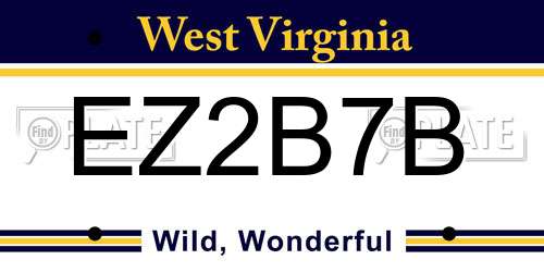 EZ2B7B West Virginia License Plate