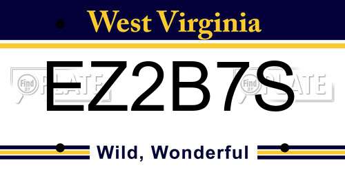 EZ2B7S West Virginia License Plate