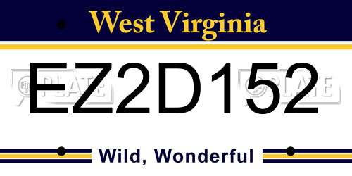 EZ2D152 West Virginia License Plate