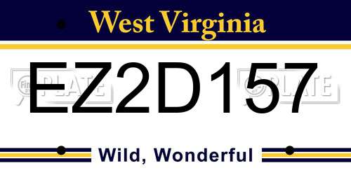 EZ2D157 West Virginia License Plate