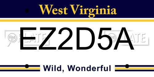EZ2D5A West Virginia License Plate