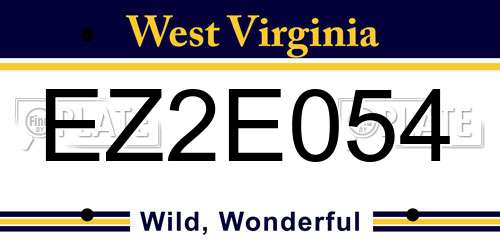 EZ2E054 West Virginia License Plate