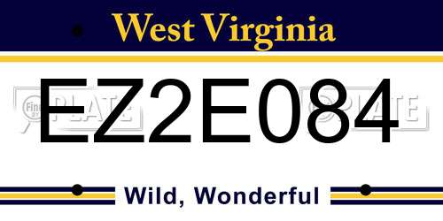 EZ2E084 West Virginia License Plate