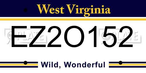 EZ2O152 West Virginia License Plate
