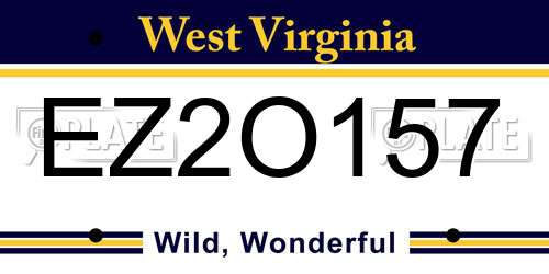 EZ2O157 West Virginia License Plate