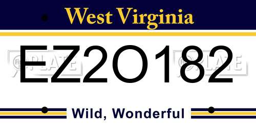 EZ2O182 West Virginia License Plate