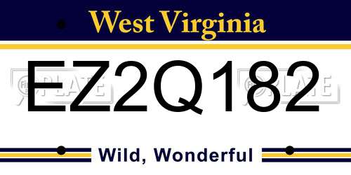 EZ2Q182 West Virginia License Plate