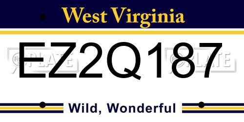 EZ2Q187 West Virginia License Plate