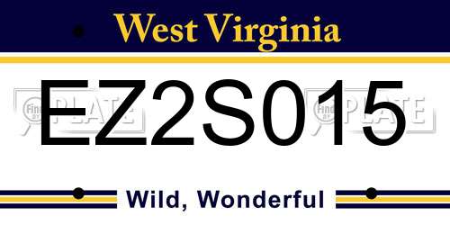 EZ2S015 West Virginia License Plate