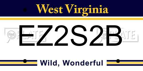 EZ2S2B West Virginia License Plate