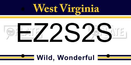 EZ2S2S West Virginia License Plate