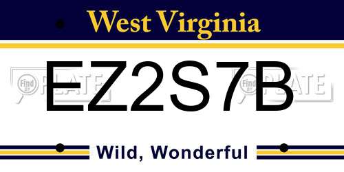 EZ2S7B West Virginia License Plate