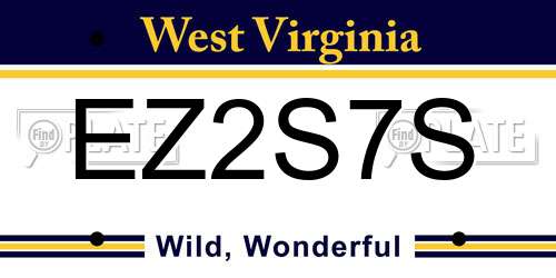 EZ2S7S West Virginia License Plate