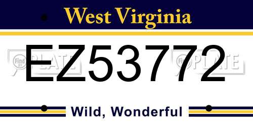 EZ53772 West Virginia License Plate