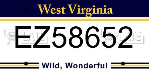 EZ58652 West Virginia License Plate