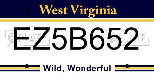 EZ5B652 West Virginia License Plate