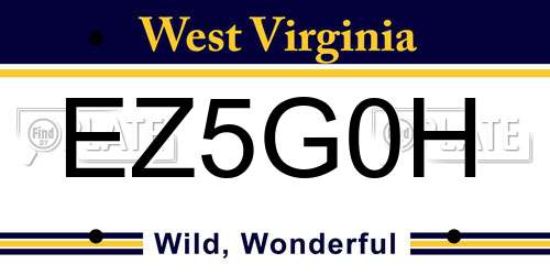 EZ5G0H West Virginia License Plate