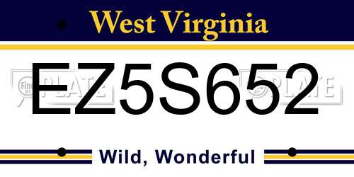 EZ5S652 West Virginia License Plate