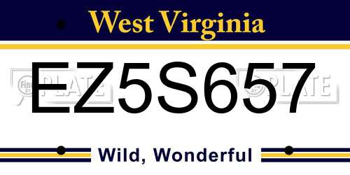 EZ5S657 West Virginia License Plate
