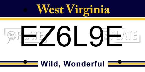 EZ6L9E West Virginia License Plate