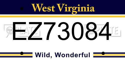 EZ73084 West Virginia License Plate