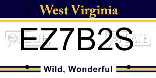 EZ7B2S West Virginia License Plate