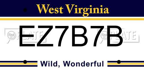 EZ7B7B West Virginia License Plate