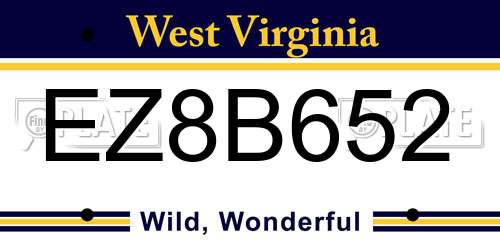 EZ8B652 West Virginia License Plate