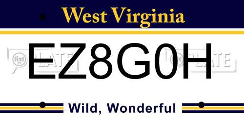 EZ8G0H West Virginia License Plate