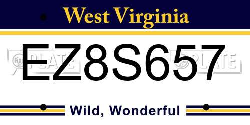 EZ8S657 West Virginia License Plate