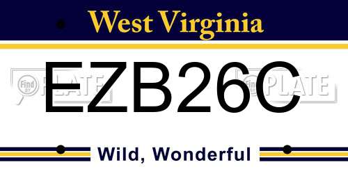 EZB26C West Virginia License Plate