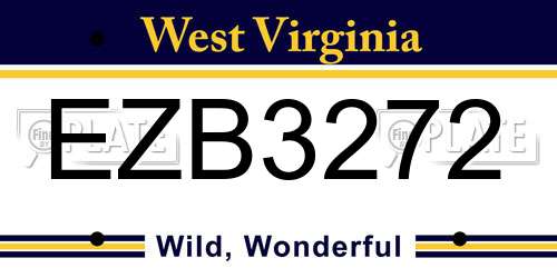 EZB3272 West Virginia License Plate