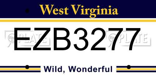 EZB3277 West Virginia License Plate