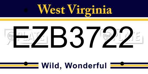 EZB3722 West Virginia License Plate