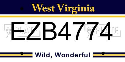 EZB4774 West Virginia License Plate